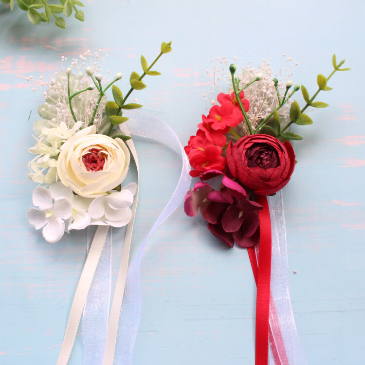 欧式婚礼新娘新郎满天星伴娘伴郎手腕花姐妹团胸花结婚用品手花 紫色