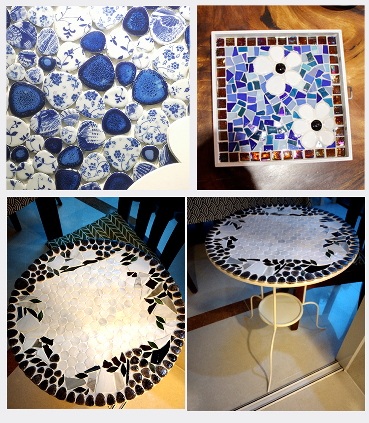 坚悦 陶瓷马赛克碎片 异形不规则自由石青花瓷片拼贴小瓷砖 黛灰(100