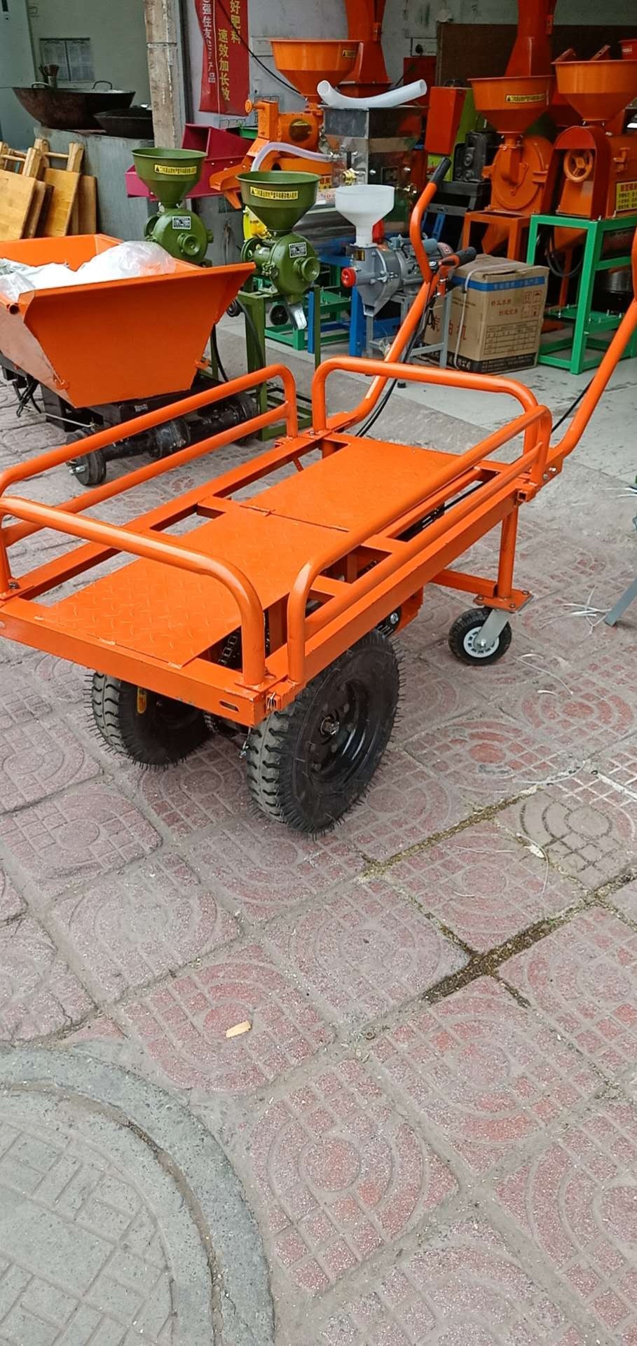 电动平板车三轮车果园运输搬运建筑工地转运车独轮手推双轮车平板双轮