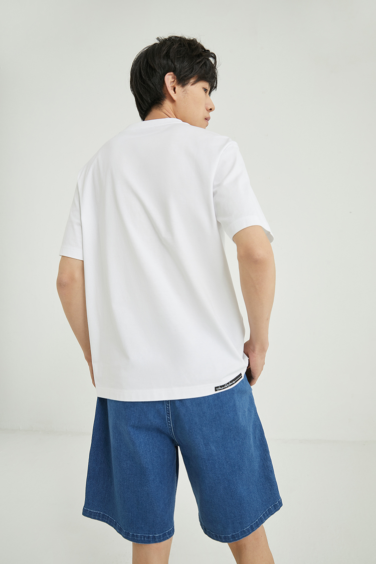 jones杰克琼斯夏男几何图案百搭休闲潮流短袖t恤衫221201305 a06本白