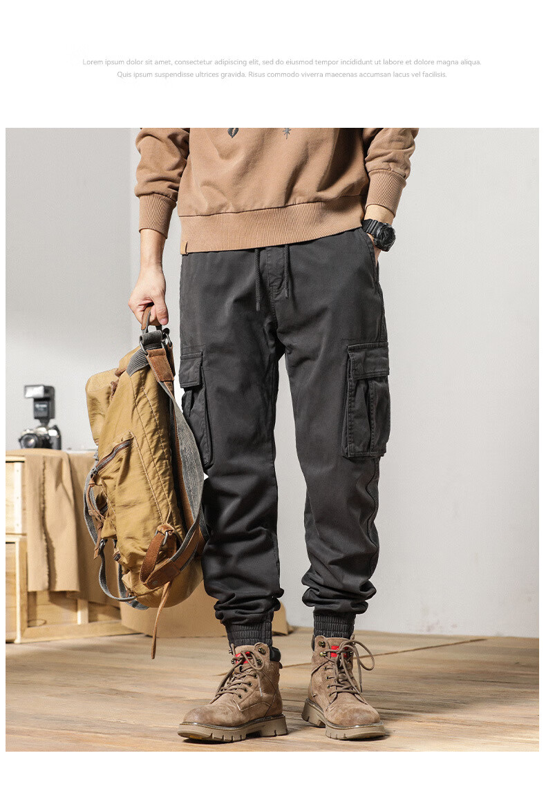 zara旗舰店官网同款束腿工装裤男冬款男生潮牌加厚加绒多口袋束脚直筒