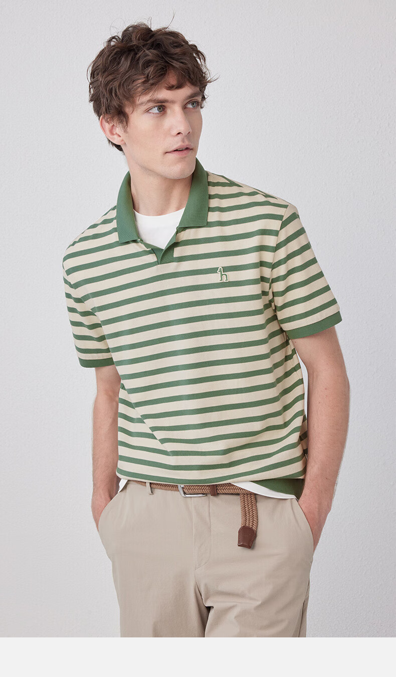 HAZZYS Men's Summer Color-Block Striped Casual Short Sleeve Polo Shirt ASTZE0BBE38 5