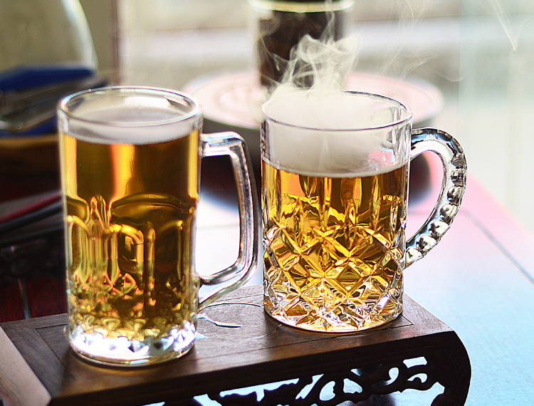 啤酒杯创意抖音精酿啤酒杯抖音扎啤杯500ml玻璃杯带把1000毫升啤酒杯