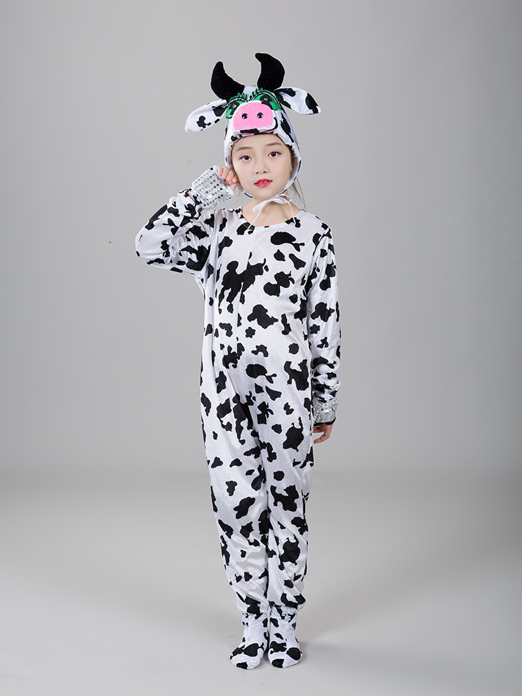 新款儿童奶牛演出服幼儿园动物表演服牛奶歌牧场小乖乖牛舞蹈服装女纱