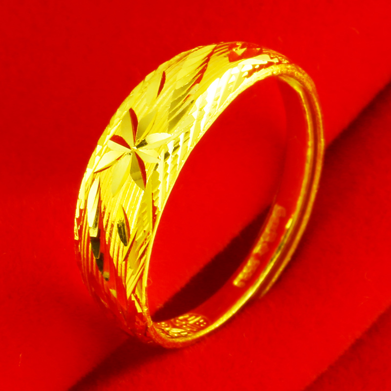 老鳯凰黄金戒指9999足金男女款戒子素圈按克活口结婚首饰真金饰品时尚