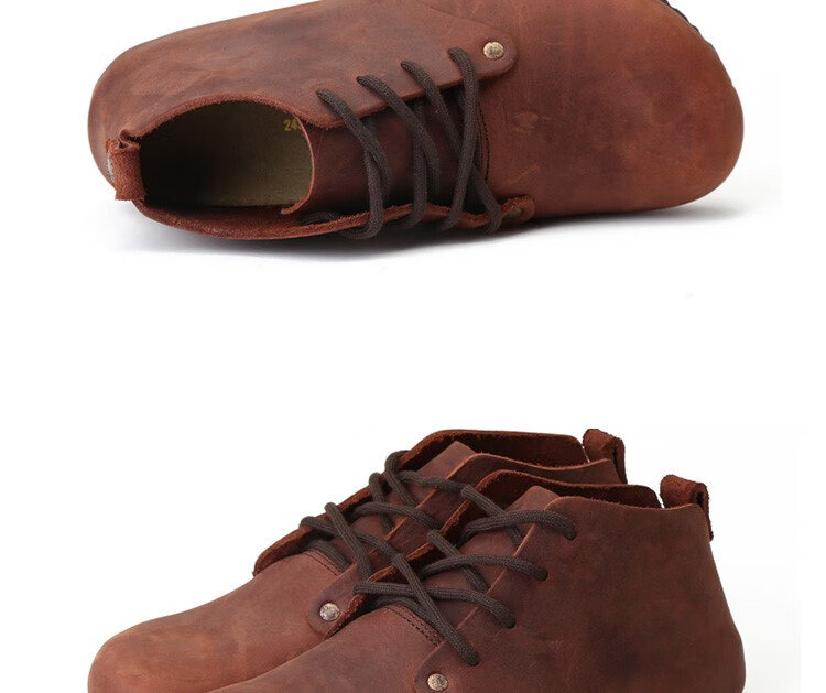 devo鞋devo/的沃软木鞋情侣休闲包头高帮大码真皮复古欧美潮男鞋子