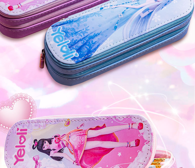 叶罗丽笔袋双层小学生简约ins潮大容量文具新款流行高颜值铅笔盒