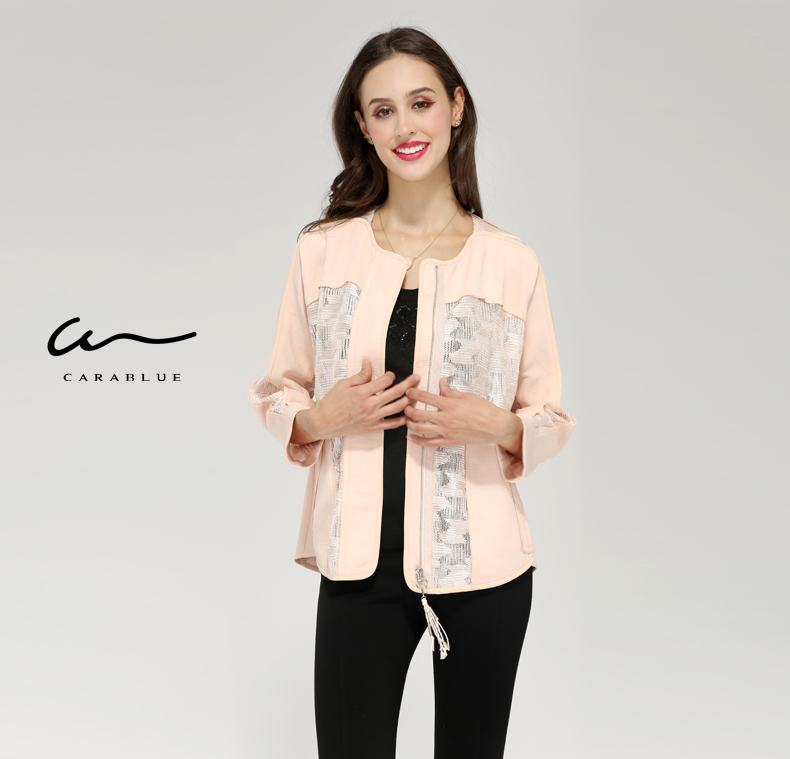 喀啦carablue女装时尚气质镂空女上衣粉红色p1as
