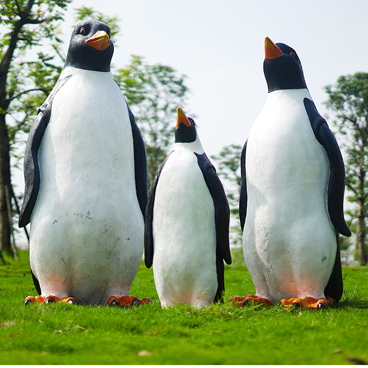 室外仿真企鹅摆件雕塑玻璃钢动物模型海洋馆道具冰雪世界主题装饰a款