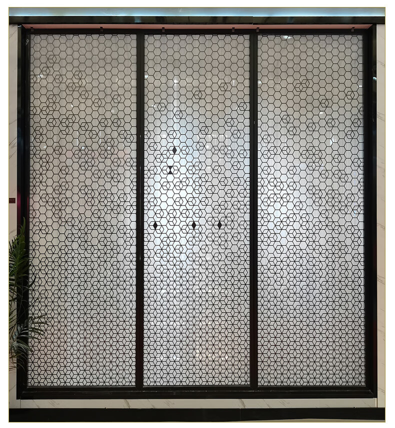 淘苏不锈钢长虹夹胶艺术玻璃隔断办公室酒店金属夹绢夹丝玻璃屏风