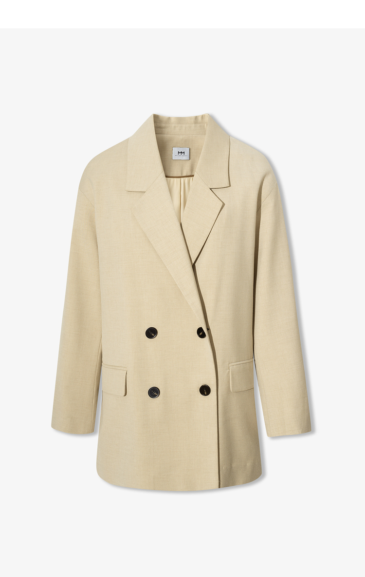 mm麦檬21年秋季新款西服女经典双排扣米色气质西装外套5c7911841 米色