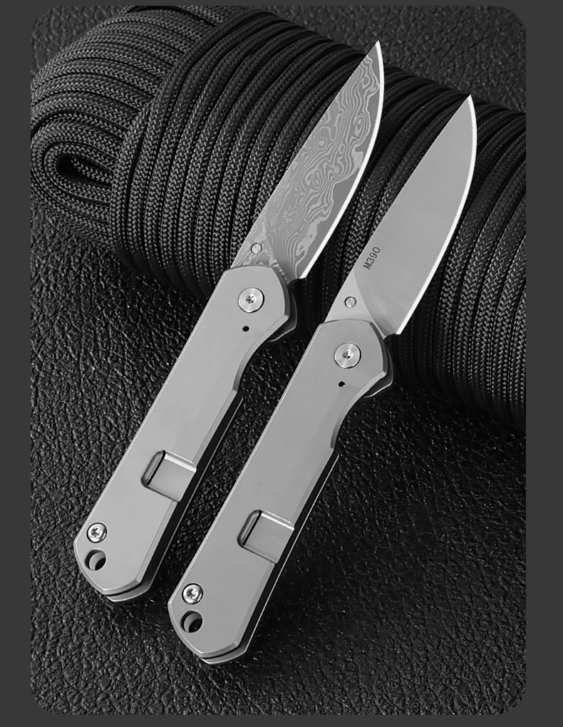 【精品】m390粉末钢迷你折叠刀 防身edc钥匙扣小刀锋利户外大马士革