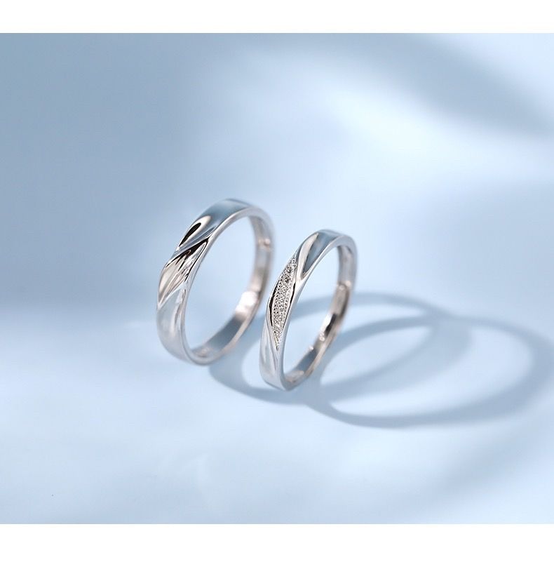 男男对戒太阳月亮情侣戒指银一对简约学生男女异地恋日月星辰对戒刻字