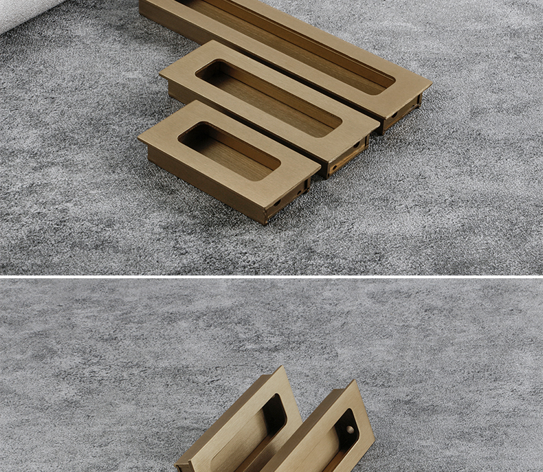 衣橱柜嵌入式暗拉手柜门隐藏嵌入式橱柜内凹开槽古铜拉丝抽屉把手拉丝