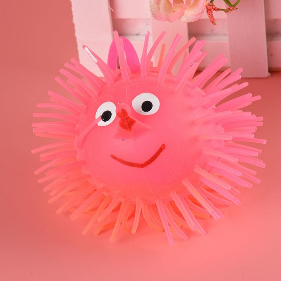 适用于网红闪光毛毛球发光小兔子小熊刺猬球发泄弹力球毛毛虫儿童玩具