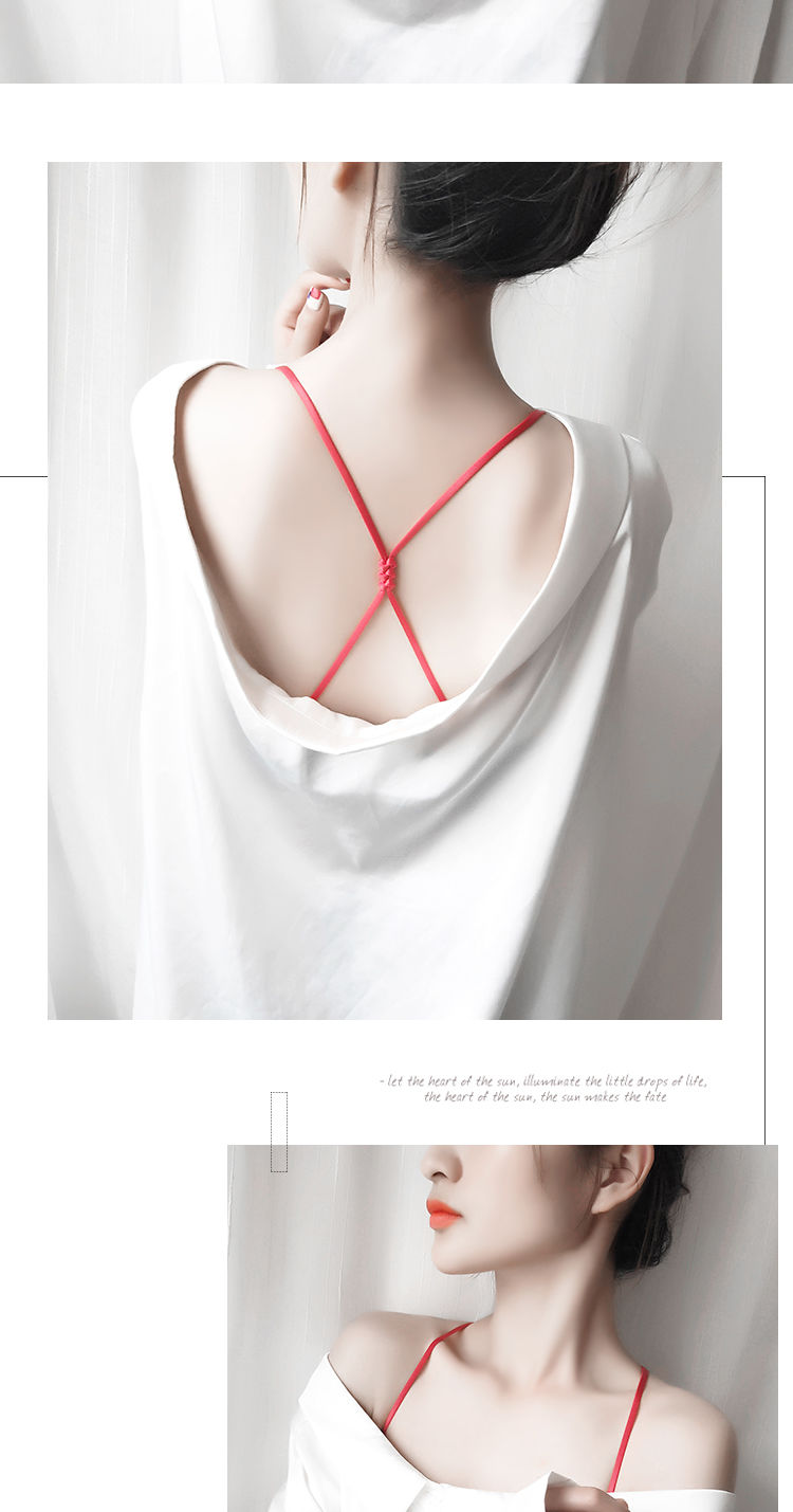 美背胸罩内衣带肩带外露夏季隐形文胸带子防滑交叉百搭一字领黑色18扣