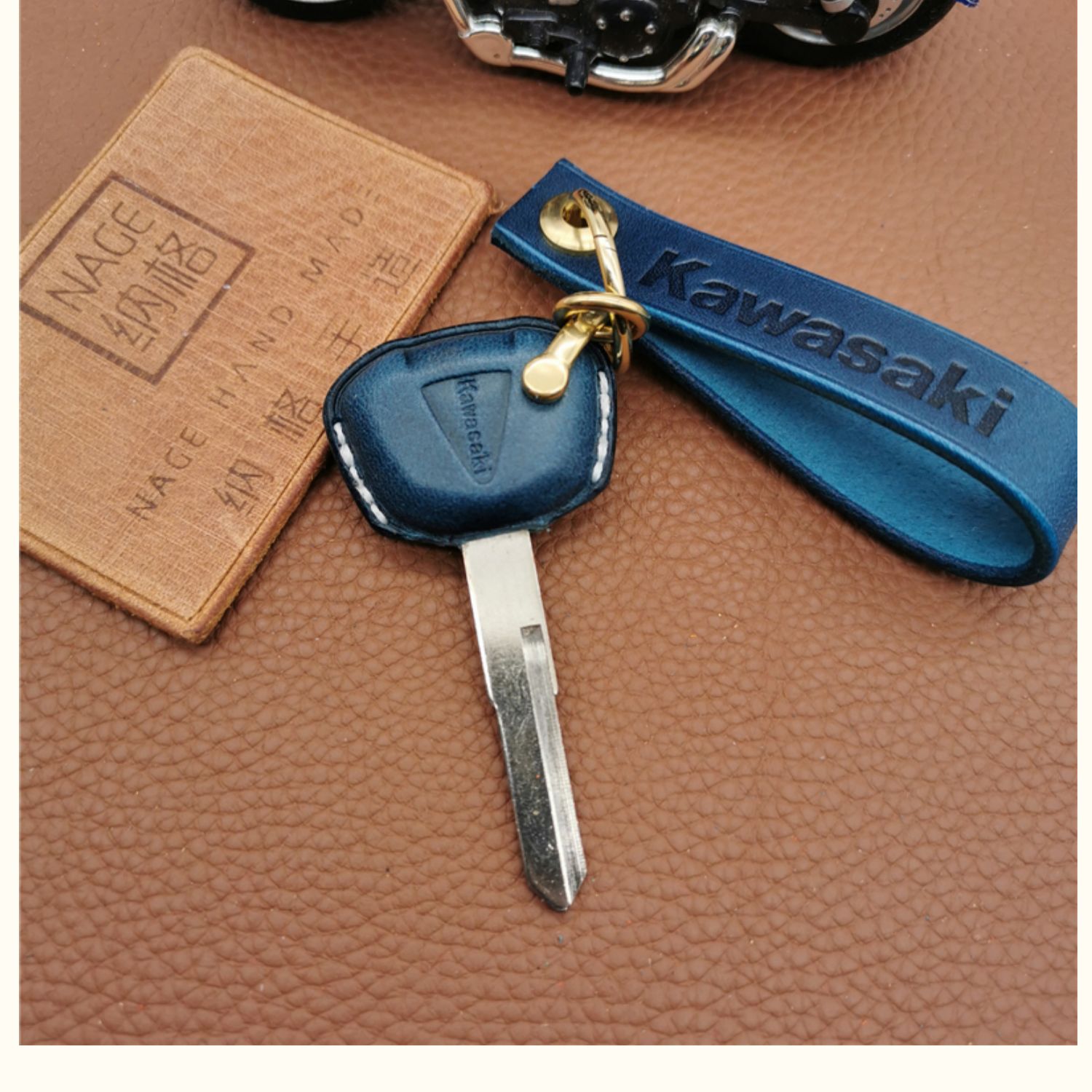 适用于川崎小火神er6ner-4nkle650异兽650z900牛皮改装钥匙套ninja400