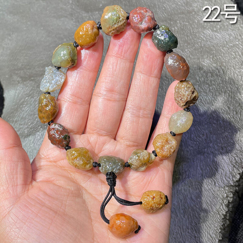 阿拉善手串 戈壁石 玛瑙原石 奇石 阿拉善石 筋脉石原石手串 24号单颗