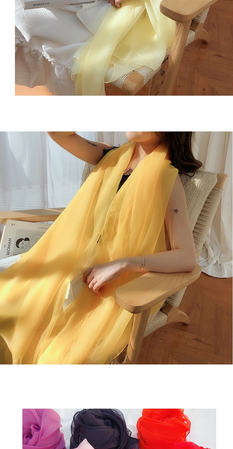 yunsijun 丝巾女纯色百搭薄款沙滩休闲防晒纱巾围巾披肩外搭夏季 焦糖