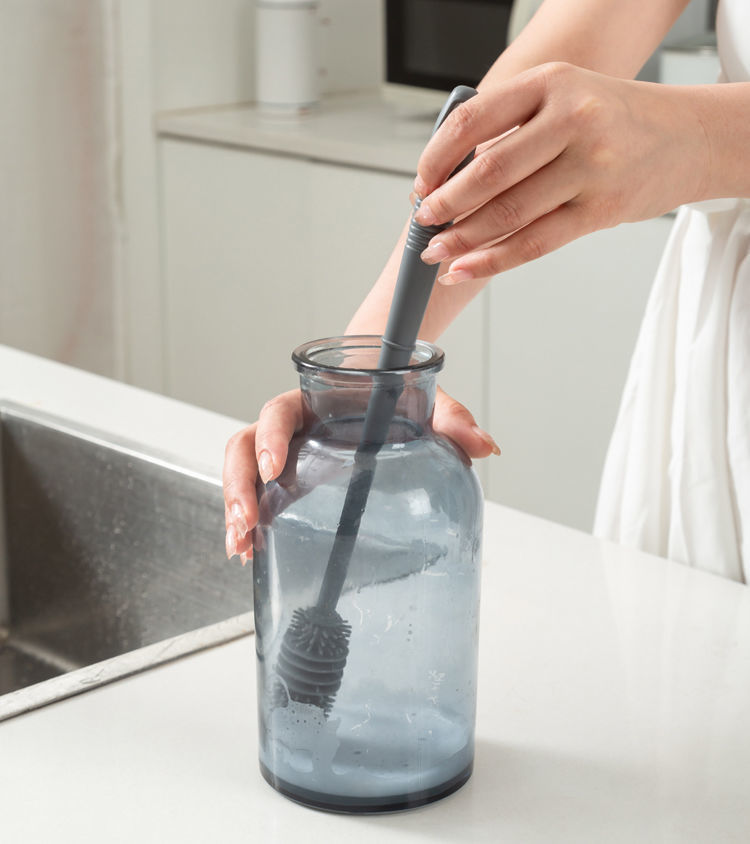 状元甲洗杯子神器旋转杯刷奶瓶刷子专用长柄缝隙茶渍清洁硬毛硅胶毛刷