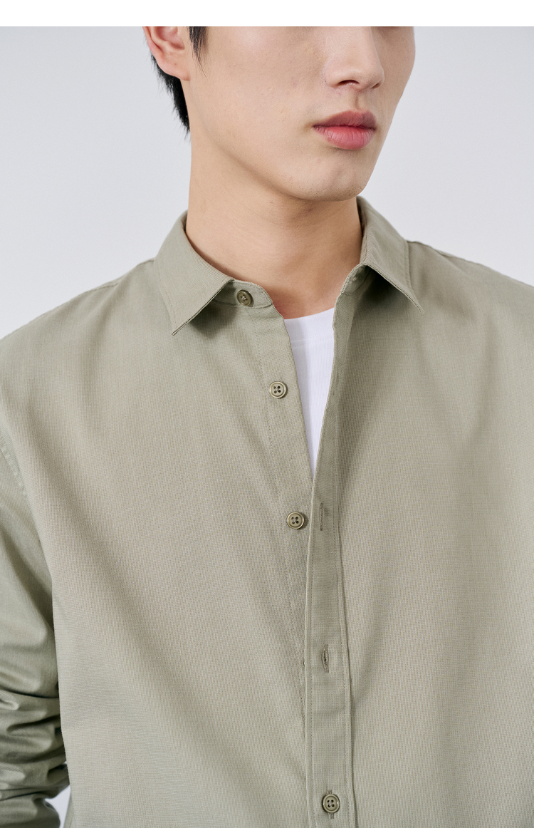 棉先生液氨免烫暗格子长袖衬衫男秋季轻商务休闲衬衣 小米黄 xl