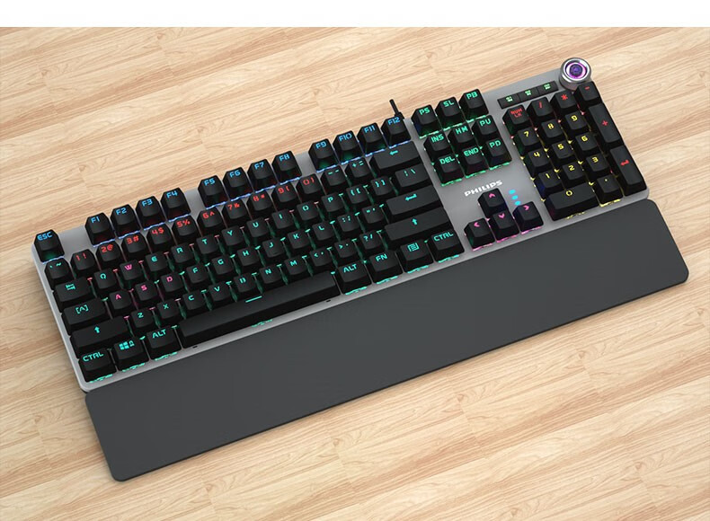 飞利浦(philips) spk8605机械键盘青轴游戏有线黑红茶轴台式笔记本带