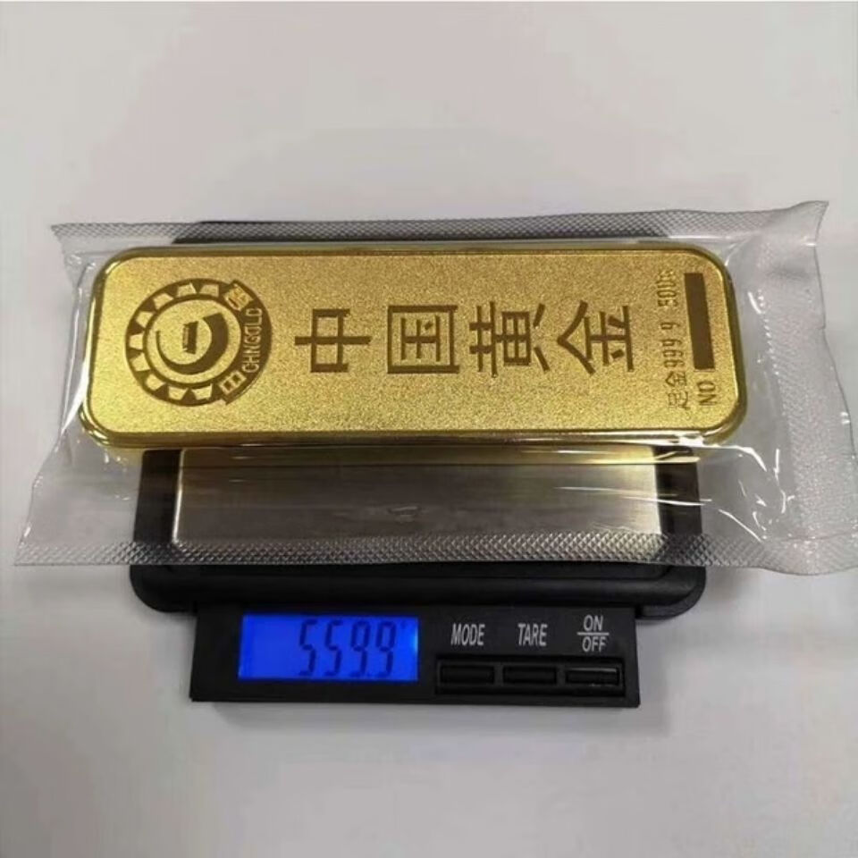 仿真足重金条金砖摆设铜镀金样品金店投资金条道具摆件 足重500克