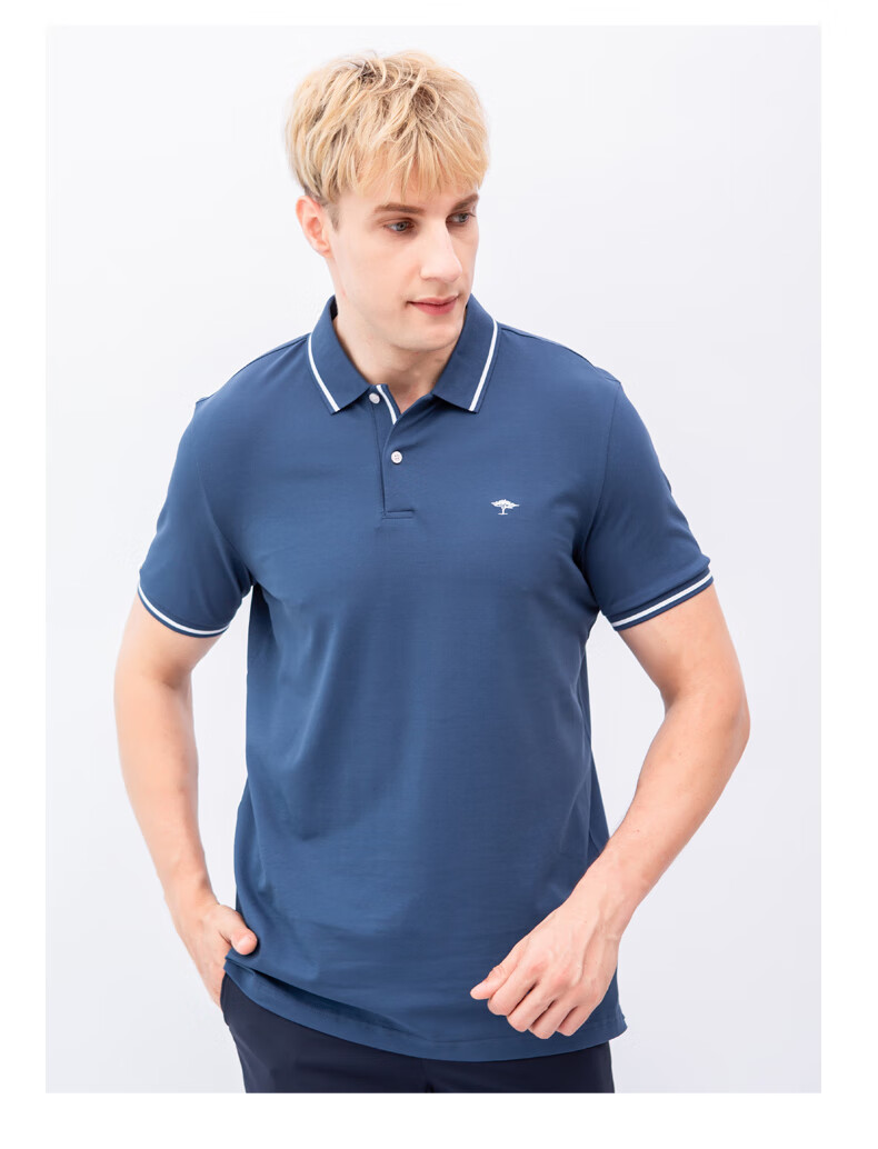 fynchhatton德国树纯色棉polo衫男无忧搭短袖上衣商务休闲灰蓝xxl190