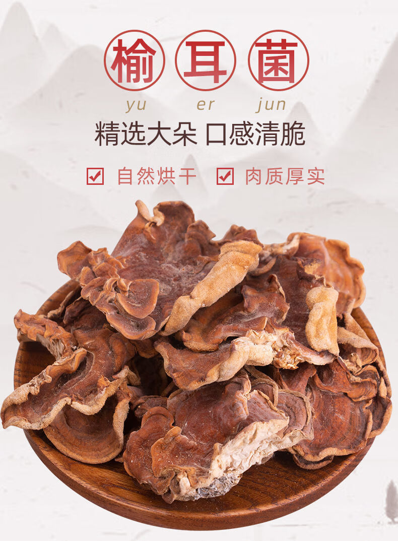 晨臻 干榆耳菌素食榆耳佛系素食榆菇灵芝菇黄金侧耳榆蘑菇玛卡菌菇