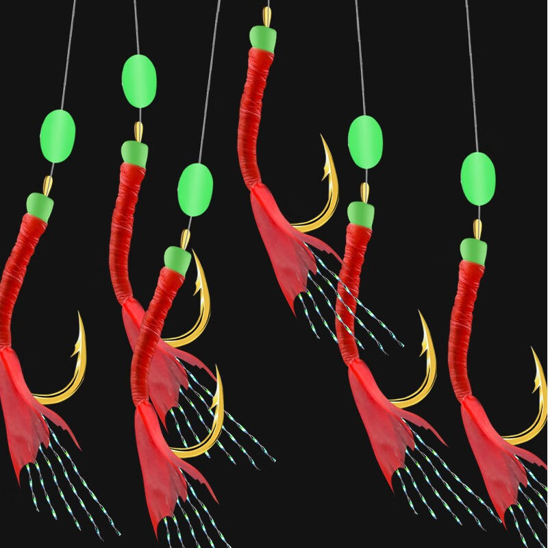 【京选】七星钩白条串钩仿生串钩钓组飞蝇鱼钩翘嘴红皮路亚亮片鱼皮