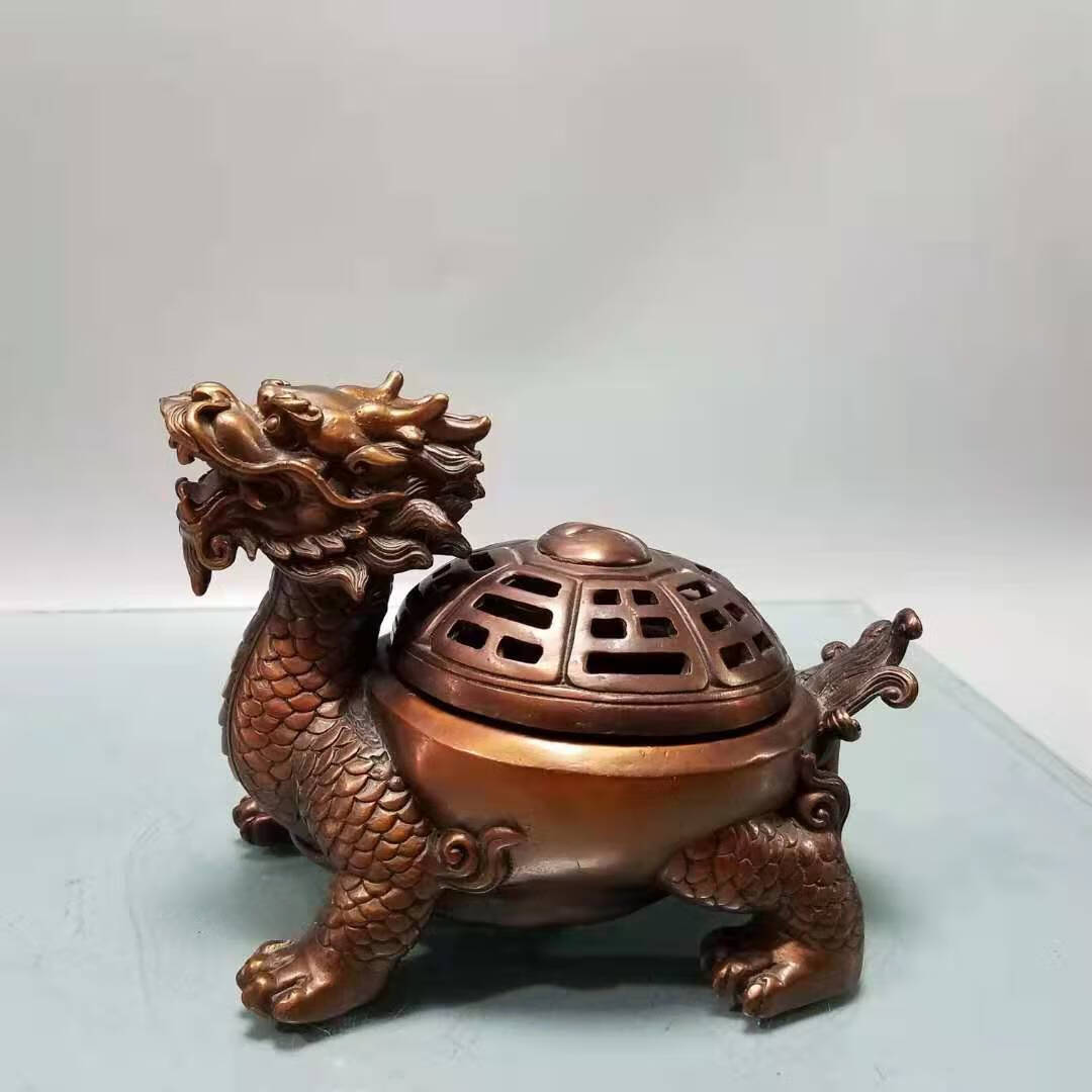 纯铜风水龙龟香炉双耳八卦龟香无盖九龙炉道佛用品家用客厅摆件 六款
