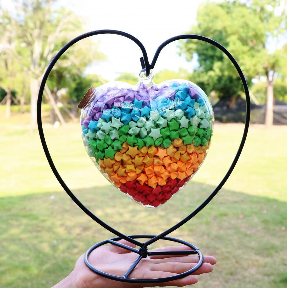 爱心的心形星星小号罐子星星礼物玻璃罐瓶装的折纸瓶子星星创意装创意