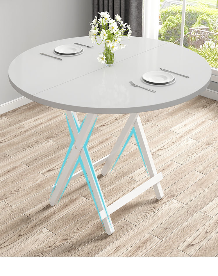可折叠小圆桌餐桌家用小户型简约圆形桌子洽谈简易桌椅组合吃饭桌
