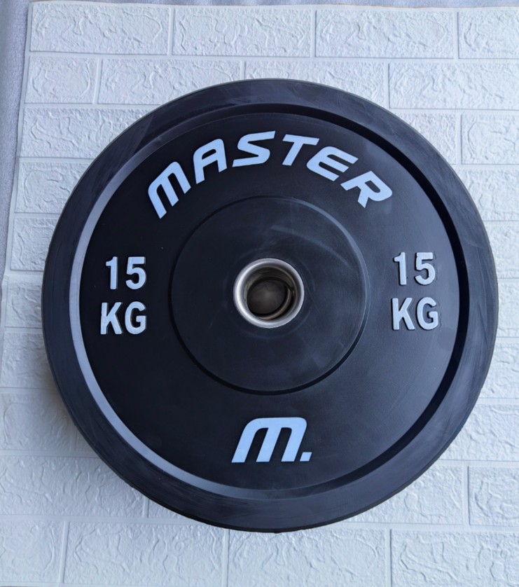 霓梦琳举重全胶杠铃片黑色大孔奥杆橡胶力量举健身环保公斤杠杆 黑色