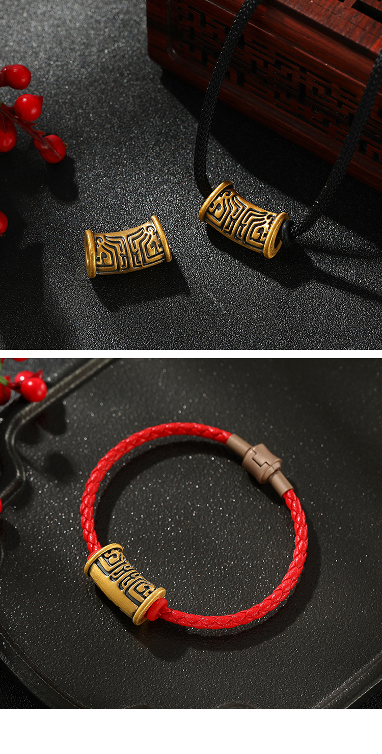 节礼物 贺峻霖黄金饕餮图腾转运珠硬金999足金黑金信仰吊坠情侣手链