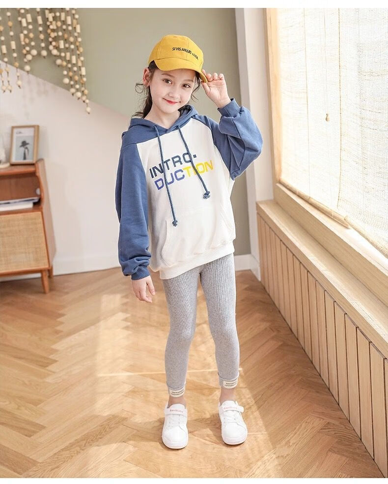 女童裤子2021春秋新款小女孩打底裤外穿韩版棉薄款修身长裤子黑色春秋