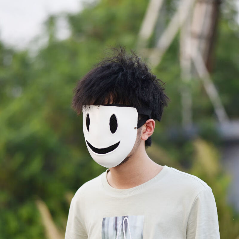 动漫天空侵犯面具cos微笑面具ins乳胶半脸整蛊搞笑手动漫世界 天空