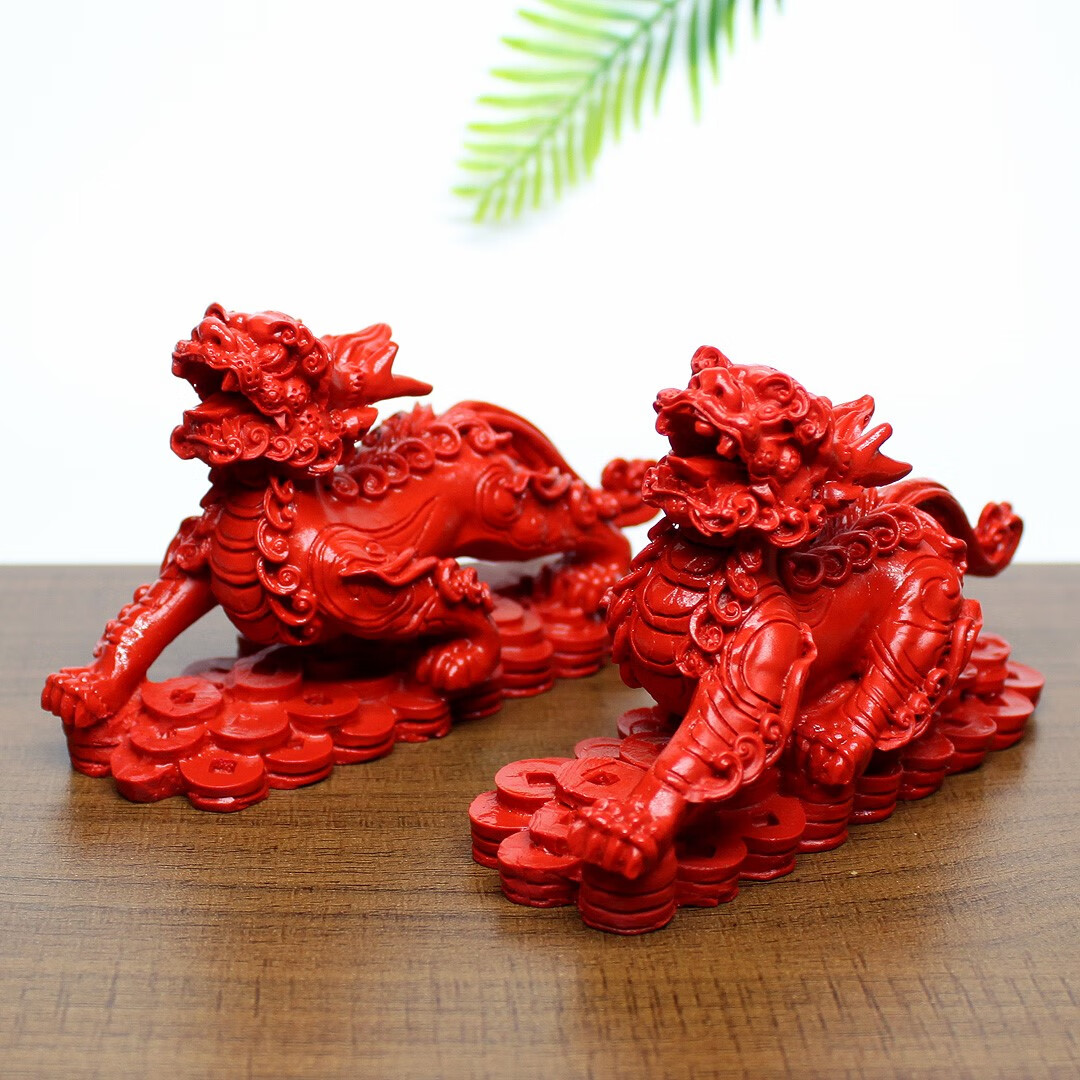 艾冰雨 原矿朱砂大号旺财摆件家居客厅工艺品办公室前台貔貅 小号貔貅