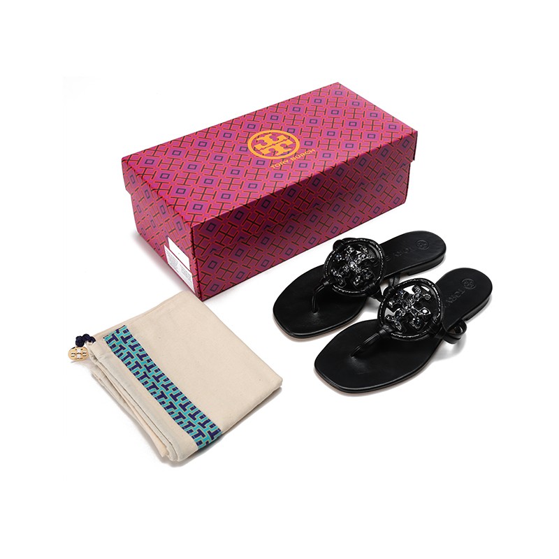 女鞋 托里·伯奇 tory burch 女士皮革双t logo平底拖鞋人字拖 85773