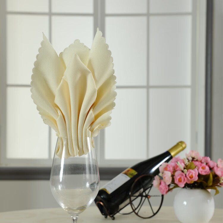 素色纯色西餐口布酒店西餐厅餐巾布擦杯布口布折花多色可选黄色4848cm