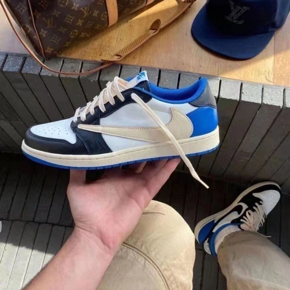 鞋子aj闪电倒钩低帮板鞋白黑兰鬼脸黑棕男女学生休闲运动鞋 潮 倒钩