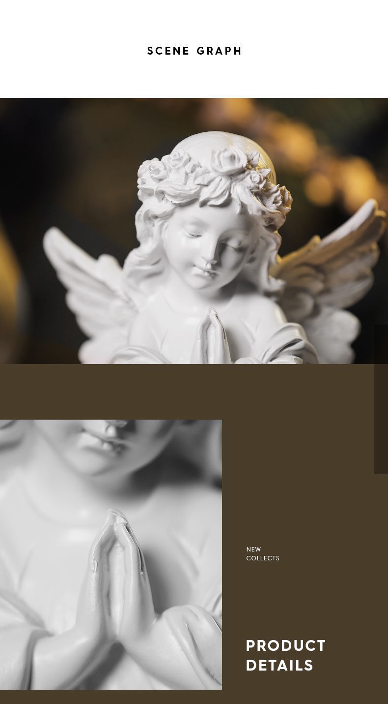 石膏像人物人物雕塑摆件摆件工艺品北欧小天使人物雕像复古仿石膏少女