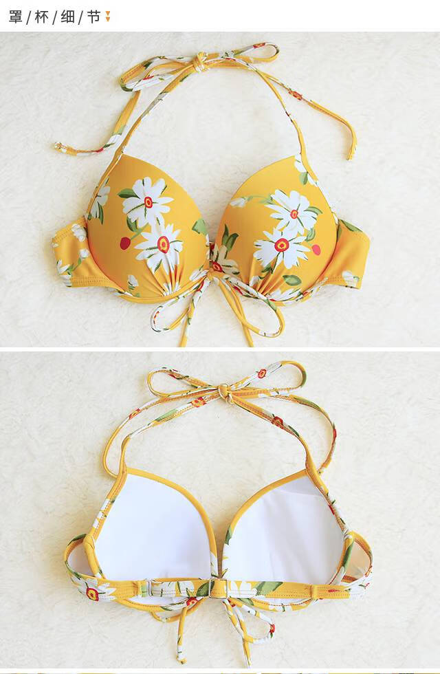 泳衣微胖女孩海边 比基尼泳衣三件套夏微胖女孩保守可爱小胸聚拢海边