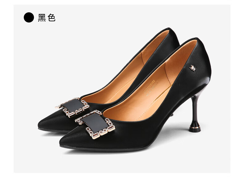 蜘蛛王女鞋2021年秋季新款时尚百搭尖头细跟高跟鞋细跟职业单鞋女