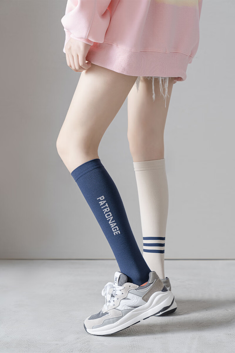 瑜伽袜夏天薄款ab不对称字母三杠袜子女外穿美腿健身瑜伽袜 莫贝海 白