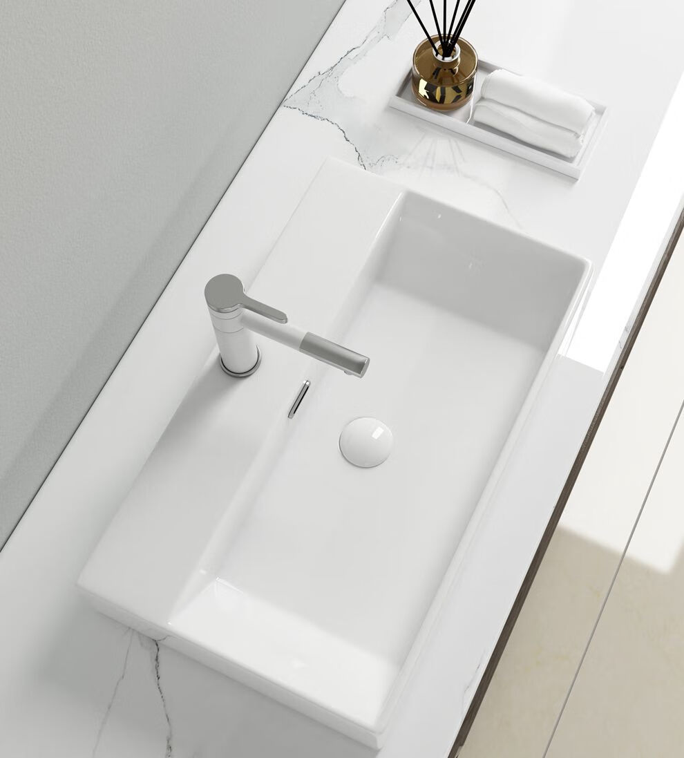 尚陌卫浴长方形台上盆陶瓷洗脸盆卫生间洗面盆阳台洗手盆中式洗漱池薄