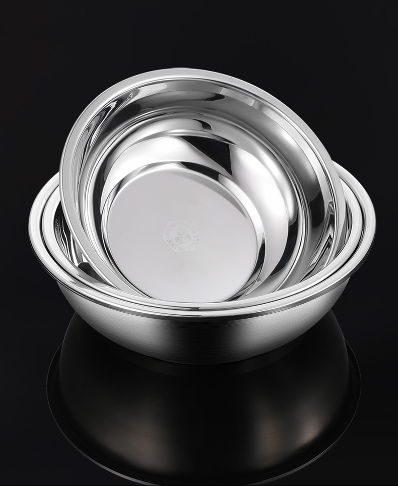 百畅抗菌不锈钢盘子圆盘家用菜盘汤盘碟子装备菜深盘商用烧烤圆形餐盘