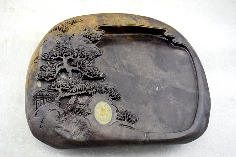 梅派 孤品肇庆砚台端砚梅花坑天然石眼 绿端 斧柯东 文房四宝实用礼品