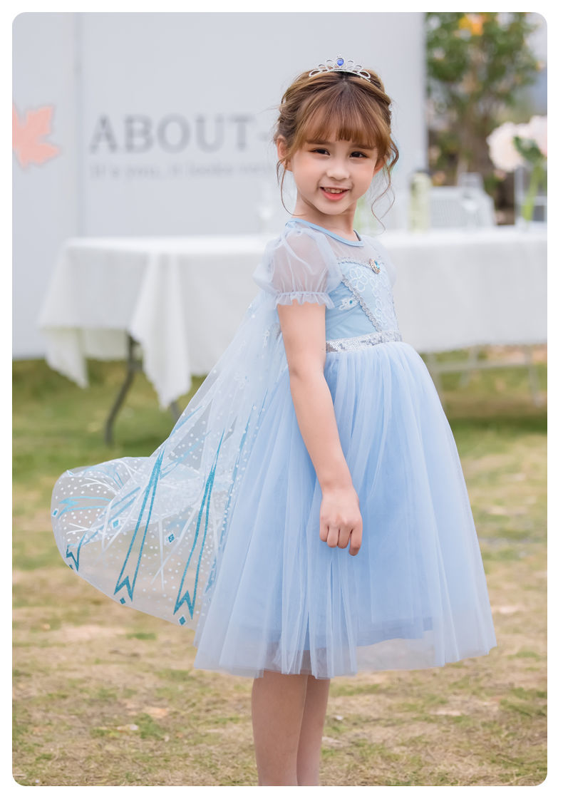 丽科爱莎公主裙儿童艾莎夏装冰雪奇缘裙子女童夏天连衣裙子夏季爱沙