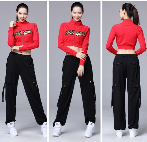 服装新款套装女鬼步舞运动舞蹈服跳舞衣服棉长裤子 白色 莫代尔上衣 m